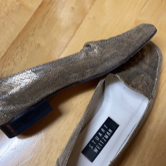 Stuart Weitzman Gold Python Print Flats Loafers Size 5 1/2B - Picture 7 of 13